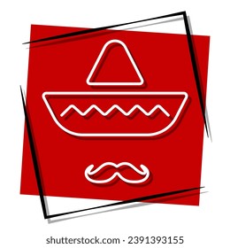 hat sombrero red banner in frame. Vector illustration.