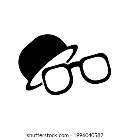 Hat and spectacles icon, father's day symbol. Editable stroke. simple illustration. Design template vector