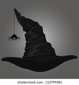 Hat and spider, vector illustration
