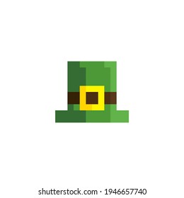 Hat St. Patrick's Day. St. Patrick's day symbol. Pixel art. Traditional Irish holiday. Greeting card or invitation design element. Isolated vector illustration. Design logo, app, sticker. 8-bit. Pixel