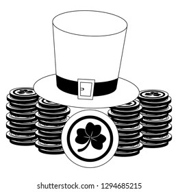 hat stacked coins happy st patricks day vector illustration