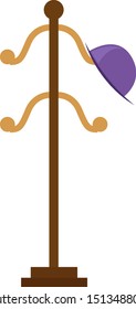 Hat stand, illustration, vector on white background.