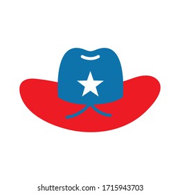 Hat with star flat style icon design, Cloth costume accessory decoration uniform object season and traditional theme Vector illustration