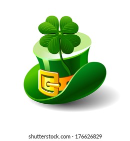 Hat of St.Patrick's Day with clovers. Vector Illustration