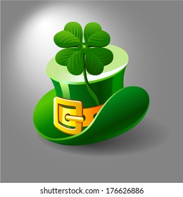 Hat of St.Patrick's Day with clovers. Vector Illustration