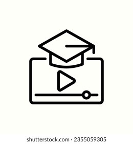 Hut, Student, Online-, Video-, Lektionssymbol, einzelne Ikone auf hellem Hintergrund, perfekt für Website, Blog, Logo, Grafikdesign, soziale Medien, Benutzeroberfläche, mobile App