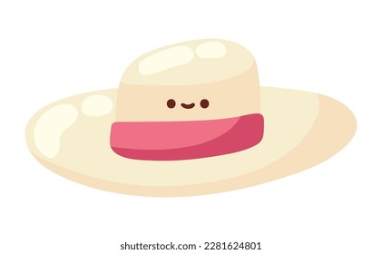 Icono de kawaii de verano de sombrero aislado