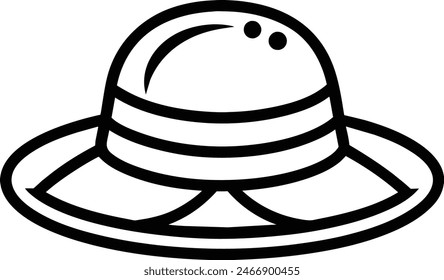 A hat summer style silhouette black vector artwork illustration