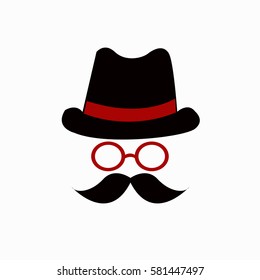 Hat, sunglasses, and mustache abstract logo
