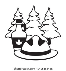 hat syrup tree pines happy canada day vector illustration  