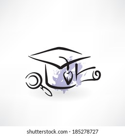 hat with tassel grunge icon