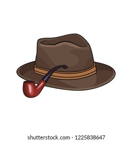 hat with tobacco pipe