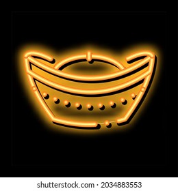hat with top curled up neon light sign vector. Glowing bright icon hat with top curled up sign. transparent symbol illustration