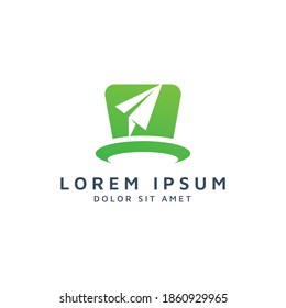 hat and travel negative space logo design