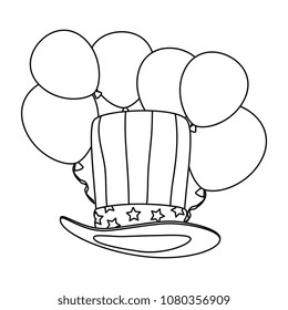 hat with united states of america flag with balloons air