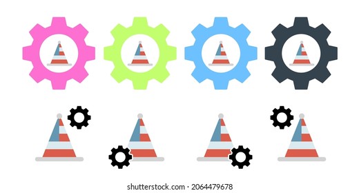 Icono del vector del indicador de Hat usa en la ilustración del conjunto de engranajes para ui y ux, sitio web o aplicación móvil