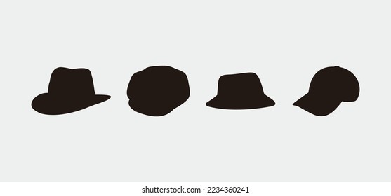 hat vector flat icon set