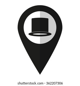 hat - vector icon;  black map pointer
