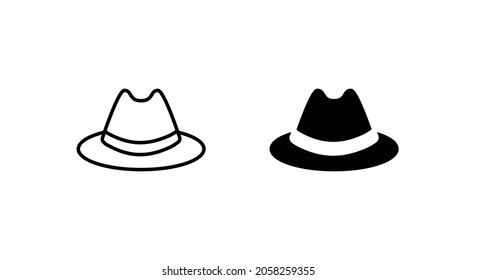Hat vector icon editable stroke. Simple illustration element, British Gentleman Classic Invisible Top Spy Cowboy hat isolated on a white can be used in logo