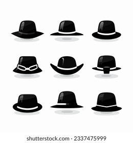 hat, vector, icon, symbol, set