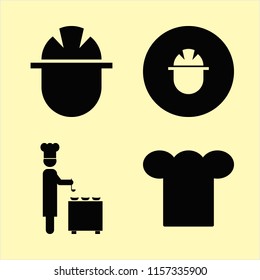 hat vector icons set. with chef cap, chef ladle and builder in set