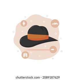 hat vector illustration designed in flat style decorated with icon elements and background in fashion and accessories vector illustration theme