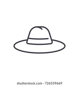 hat vector line icon, sign, illustration on background, editable strokes