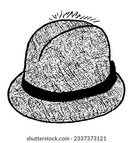 Hat Vector in Minimal Line Art Drawing 