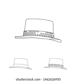 Hat Vector.  outline icon. Simple cartoon hat illustration. - Vector