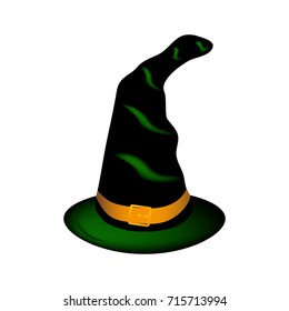 Hat velvet dark green color. Vector illustration .