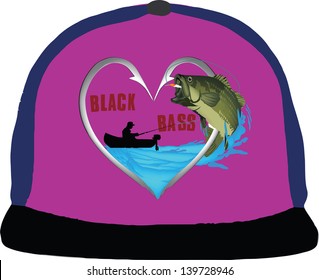 hat with visor sticker and fishing