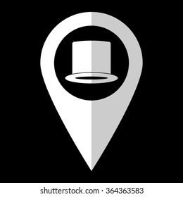 hat - white vector icon;  map pointer