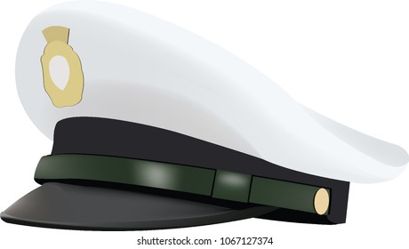 hat with white visor of the traffic policeman