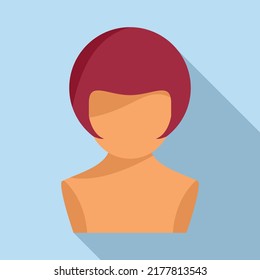 Hat wig icon flat vector. Hair style. Head fashion