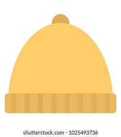 
Hat. winter beanie, knitted or woolen cap, flat vector icon 
