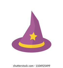Hat of a witch or wizard. Accessory for Halloween, party, children's holiday, birthday. Vector illustration EPS 10.