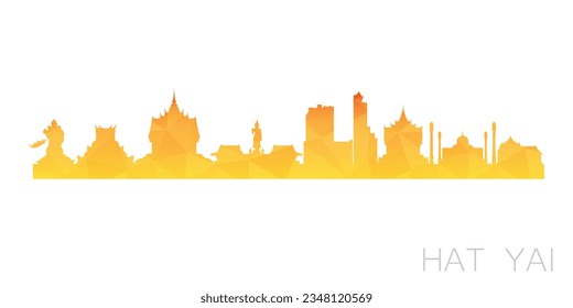 Hat Yai, Hat Yai District, Songkhla, Thailand Low Poly Skyline Clip Art City Design. Geometric Polygon Graphic Horizon Icon. Vector Illustration Symbol.