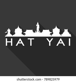 Hat Yai Thailand Asia Flat Icon Skyline Silhouette Design City Vector Art Famous Buildings.