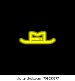 Hat yellow glowing neon ui ux icon. Glowing sign logo vector