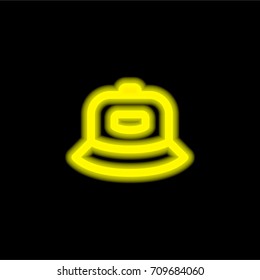 Hat yellow glowing neon ui ux icon. Glowing sign logo vector