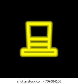 Hat yellow glowing neon ui ux icon. Glowing sign logo vector
