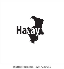Hatay map and black lettering design on white background