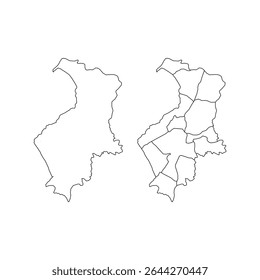 Coleção de vetores de contorno de mapa de região de Hatay