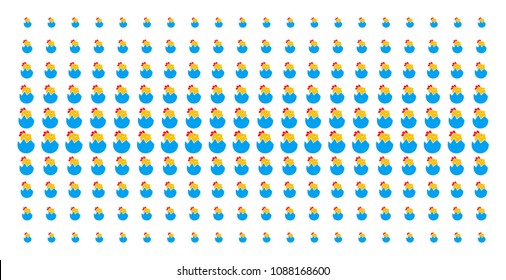 Hatch chick icon halftone pattern, designed for backgrounds, covers, templates and abstract concepts. Vector hatch chick symbols organized into halftone array.