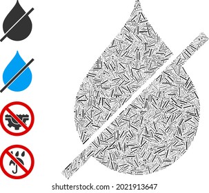 Hatch collage dry icon designed from straight elements in variable sizes and color hues. Irregular hatch elements are organized into abstract vector illustration dry icon. Bonus icons are placed.