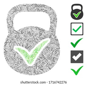 Hatch Collage gültige Masse Icon bestehend aus geraden Elementen in zufälligen Größen und Farbtönen. Vektorillustration Lukenelemente werden zu abstrakten Collage gültigen Massen-Icon kombiniert. Bonussymbole werden hinzugefügt.