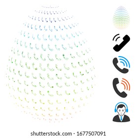 Hatch Mosaic based on abstract call phone egg icon. Mosaic vector abstract call phone egg is composed with scattered hatch elements. Bonus icons are added.