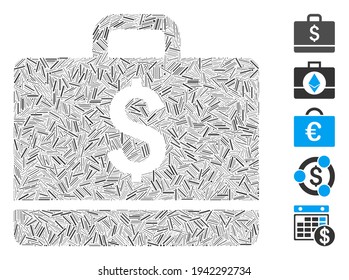 Hatch Mosaic based on accounting icon. Mosaic vector accounting is formed with scattered hatch elements. Bonus icons are added.