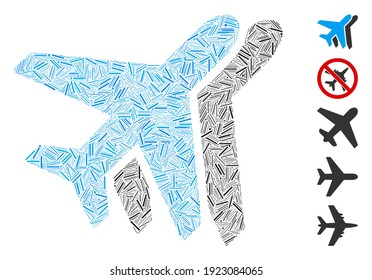 Hatch Mosaic based on airlines icon. Mosaic vector airlines is designed with randomized hatch dots. Bonus icons are added.
