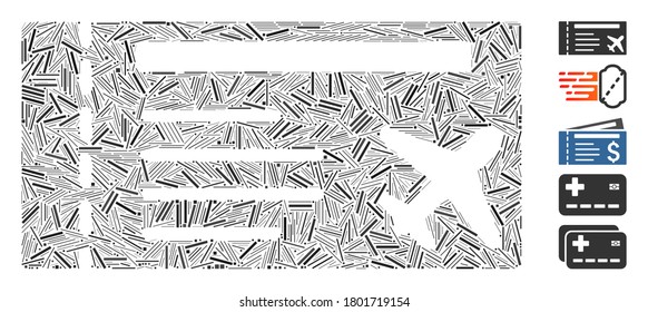 Mosaico de escotilla basado en el icono de los pasajes aéreos. El aeródromo vector mosaico está diseñado con puntos de escotilla dispersos. Se agregan iconos de bonificación.